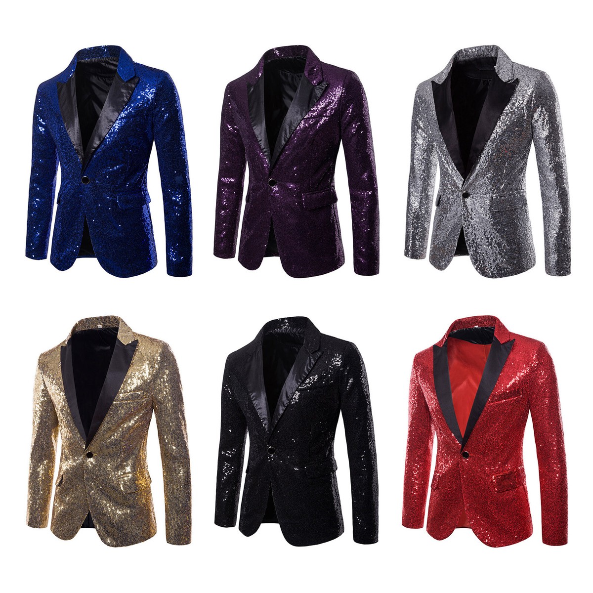 Mens Stylish Blazer Dress Suit Shiny Sequins Lapel Tuxedo Wedding Party  Jacket | eBay