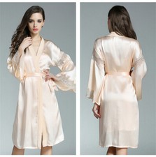 Women's 100% Silk Pajamas Set Nightgown Strap Slip Nightgown&Robe Sexy Sleepwear Women's 100% Silk Pajamas Set Nightgown Strap Slip Nightgown&Robe Sexy Sleepwear - Image 1