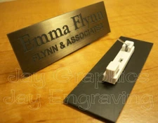 Custom Engraved 1x3 Dark Bronze Name Tag & Pin | Employee Personalized Badge