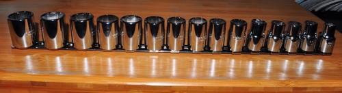 Stanley Proto J54205 15 Piece 6 Point 1/2" Drive Metric Socket Set 10-24 MM USA - Picture 3 of 7