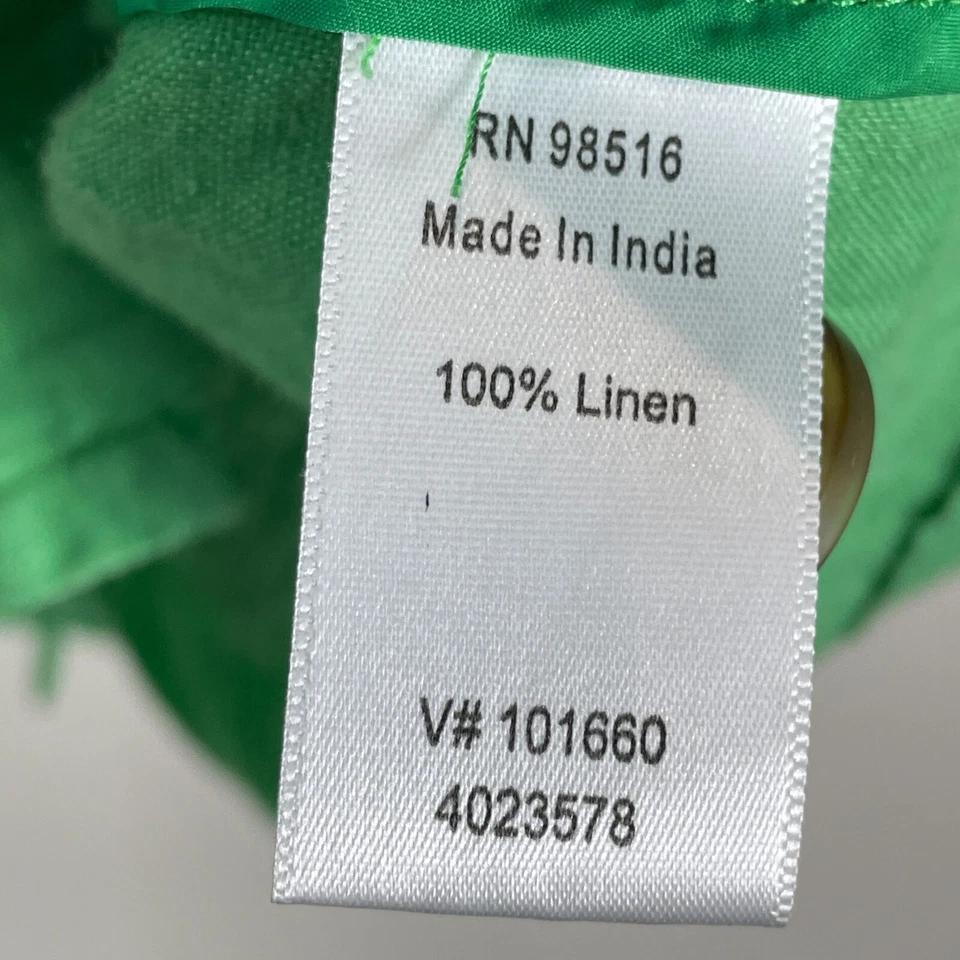 Chaqueta Coldwater Creek para mujer Plus 24 verde 100 % lino con botones manga con lengüeta enrollable Foto 4 de 4