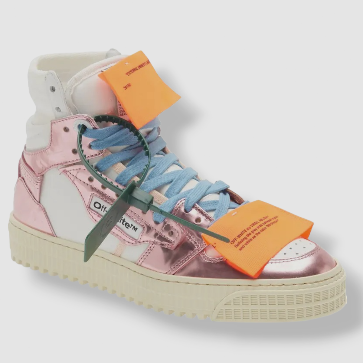 $850 Off-White Women White Off Court Mirror High Top Sneaker Shoe Size  US 12