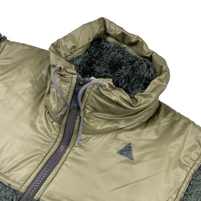 VTG Nike ACG Women's Deep Pile Sherpa Full Zip Jacket Gray/Beige   SMALL