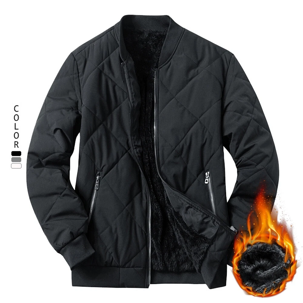Men's Warm Winter Cotton Down Jacket Fleece Jacket Casual Coat