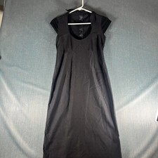 Snap Womens Shift Dress Size 7 Black Lined Cap Short Sleeve Round Neck Back Zip