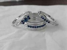 2.5 CT Round Lab Created Sapphire Wedding Trio Ring Set 14K White Gold Plated