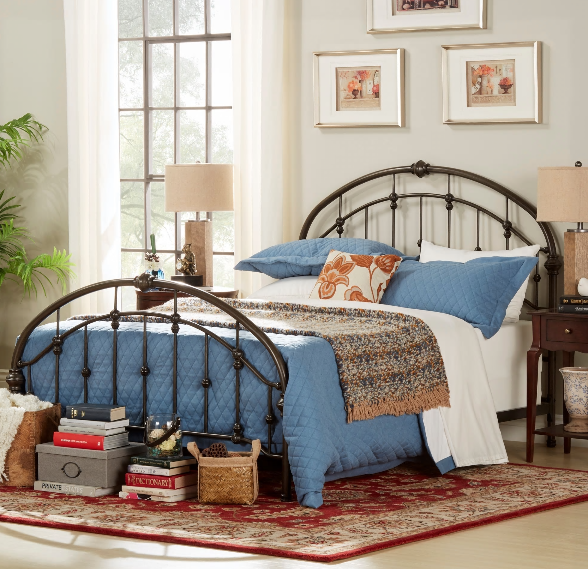 Vintage Style Metal Bed Frame Queen with Headboard Footboard Antique Iron Design eBay