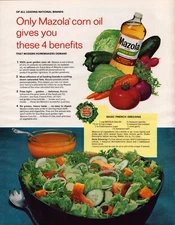 Mazola Corn Oil Salad Vegetables French Dressing Recipe Vintage Print Ad 1964