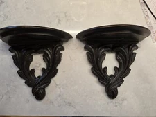 Vtg Syroco Wood Wall Sconces Brackets Shelves Original Set of 2 USA Made