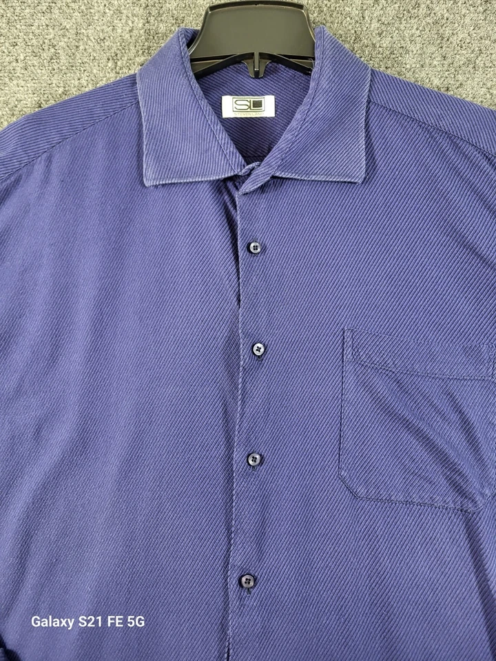 Camisa Steven Land Puño Abatible Para Hombre 19-36/37 Alta 4XL Violeta Rayas Abotonada Foto 2 de 4