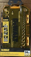 DeWALT 34 Piece Tool Kit DWMT45034 Chrome New Sealed 1/4 & 3/8 drive socket set 