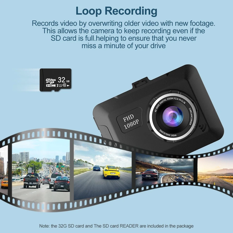 Dash Cam, 1080P Full HD Dash Camera para Coche, 170° Gran Angular Dash Cam Frontal, Sup Foto 2 de 4