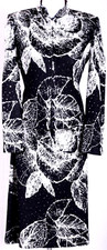 ST.JOHN Women's White Black Print Studs Sequins Throughout Jacket Dress Sz 4-6