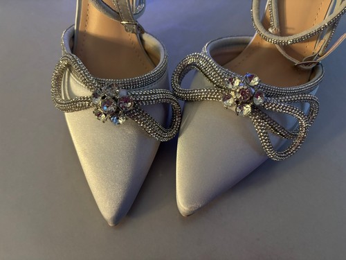 Silver/Grey Double Bow Bridal/wedding/Evening Stiletto Shoes Size 5(38) NIB - Picture 2 of 6