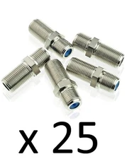 25 Pack F81 Barrel Connector 3GHz Coaxial Female to Female F type Adapter PPC HD