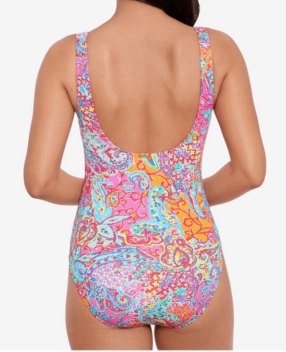 Lauren Ralph Lauren Surplice Printed One-Piece Swimsuit - Amara Patchwork, 16 - Picture 2 of 6
