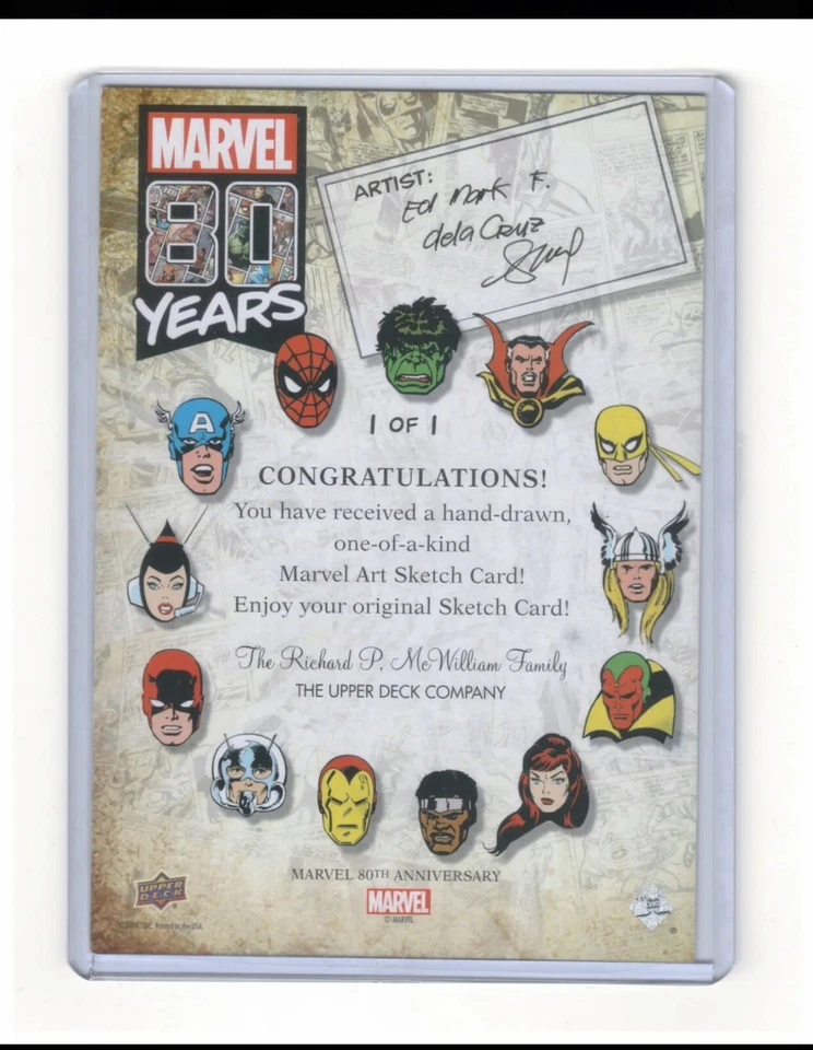 2019 UD Marvel 80th Anniversary Black Widow 3x5 sketch card by Ed Mark dela Cruz - Image 2 of 2