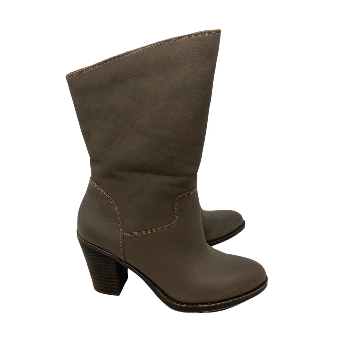 Lucky Brand Emberleigh Brindle Taupe Leather Heeled Boot NWOT US 8M EU 38