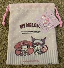 Sanrio My Melody and Kuromi  Small Set of 2 DRAWSTRING BAGS 5.5" x 7.5" -  Cute!