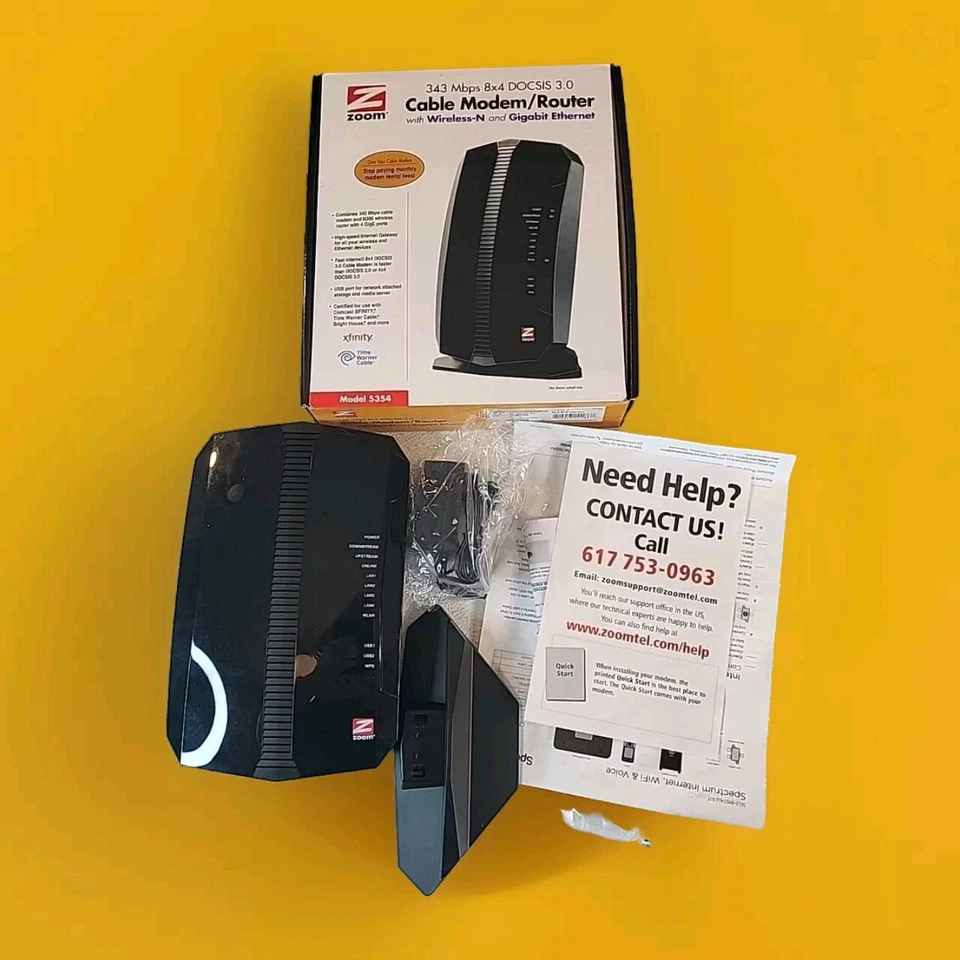 Zoom 343 Mbps 8x4 DOCSIS 3.0 Router With Wirreless-N and Gigabit No Cable F20 - Image 3 of 3