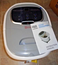 H&B Luxuries Portable Foot Massager with Temp Control & Motorized Rollers FBD610