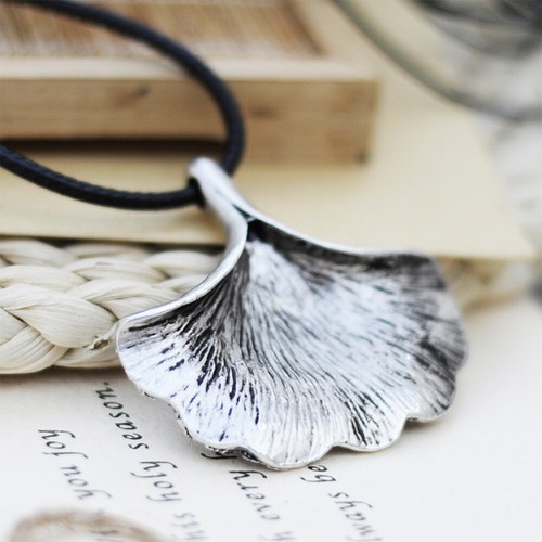 1Stück Elegante Ginkgo Biloba Halskette Silber für Frauen Ethnischer Stil - Bild 5 von 12