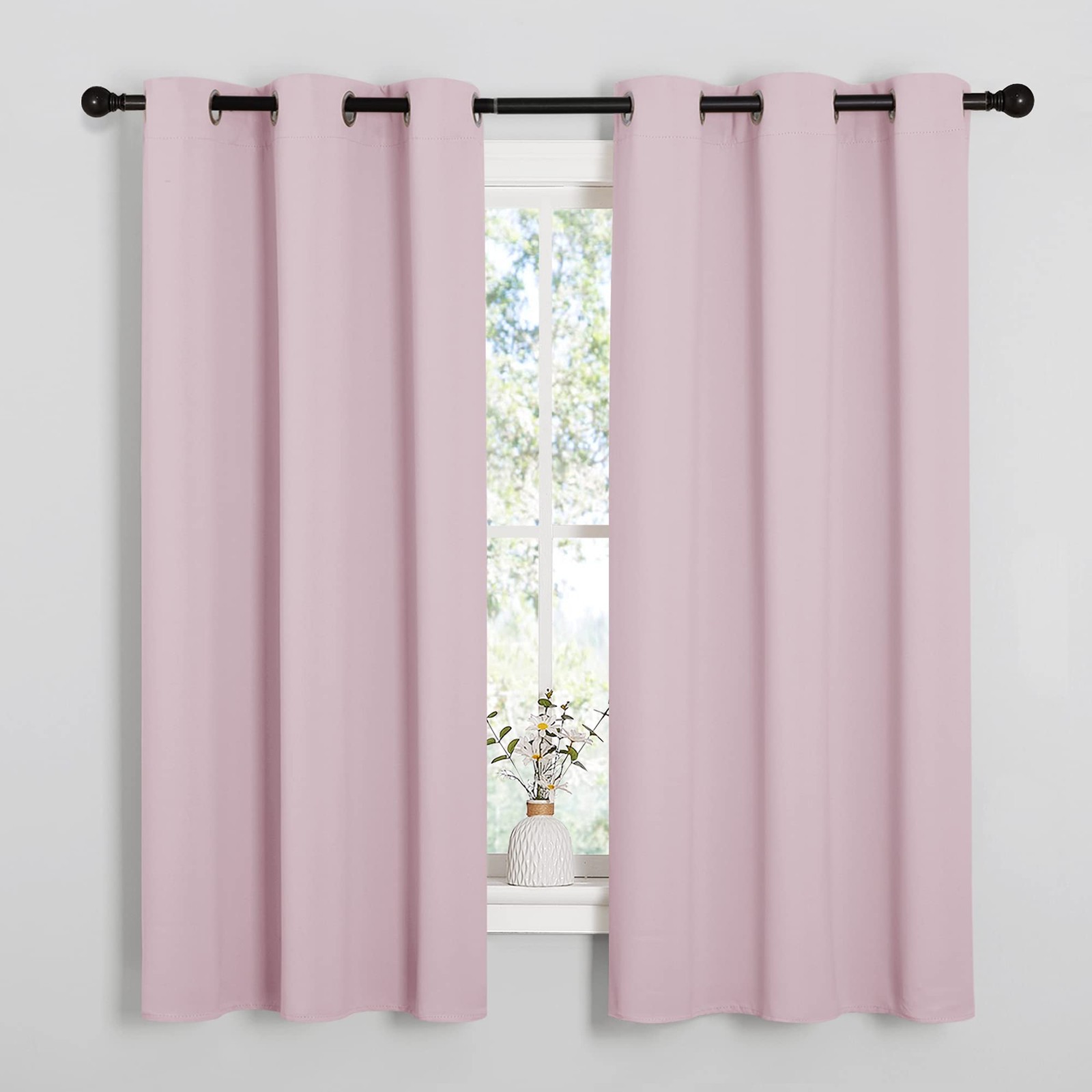 Baby Pink Blackout Curtains 40 Inch Length 2 Panels 29 Inch Wide for Kitchen