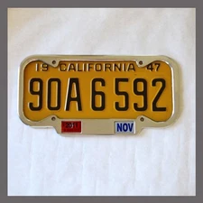 California YOM License Plate Frame 1940 - 1955 for DMV Month Year Stickers NEW!