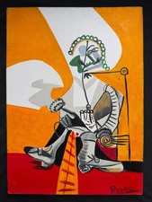 PABLO PICASSO PAINTING ON CANVAS , SIGNED AND SEALED