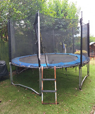 12ft Outdoor Spring Trampoline with Safety Enclosure Net & Ladder, Metal