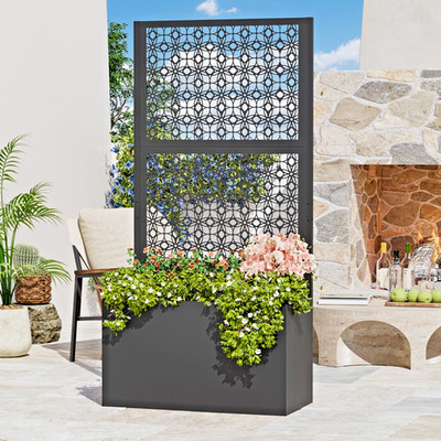 3x6 FT Large Raised Garden Bed, Multi Functional Privacy Screen with Planter Box