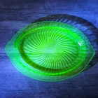 Vintage Vaseline Uranium Depression Glass Servicing Platter Plate 12" Swirl