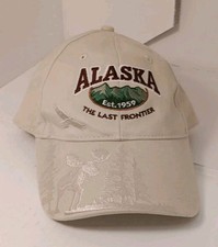 Alaska The Last Frontier Slideback Hat Tan One Size Embroidered