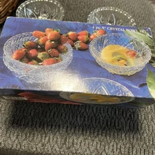 GARDENIA 4-Piece 5" Genuine Crystal Bowl Set, Ice Cream-Fruit-Dessert(F2)