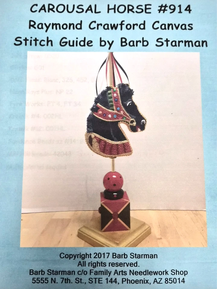 Raymond Crawford 914 Hand Painted Needlepoint Carousel Horse Canvas & Kit 18Ct - Image 4 of 4