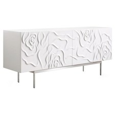 Pemberly Row Modern MDF Wood & Stainless Steel Buffet in High Gloss White
