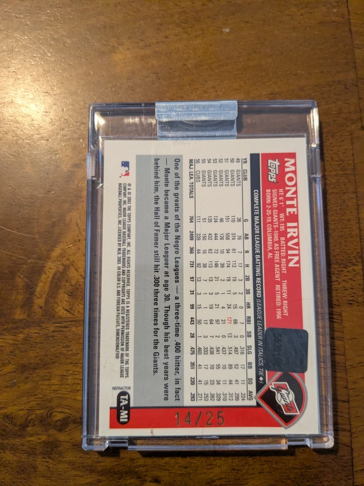 2003 Topps Retired Signature #TA-MI Monte Irvin Autographs Refractors #/25 - Image 2 of 2