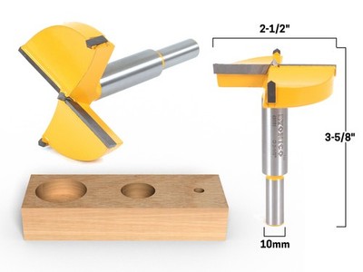 2-1/2'' Diameter Carbide Forstner Drill Bit - 10mm Shank - Yonico 43061C