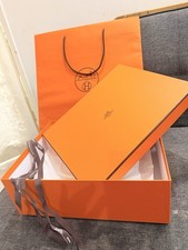 Autantic Harmes Empty Gift Box and Bag Withe Ribbon and Tisuee Peaper Gift card