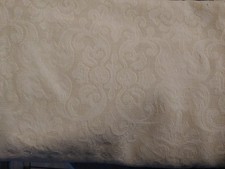 VTG Cream Ecru Jacquard Damask Woven Tablecloth Design Reversible 58w X 80L Euc