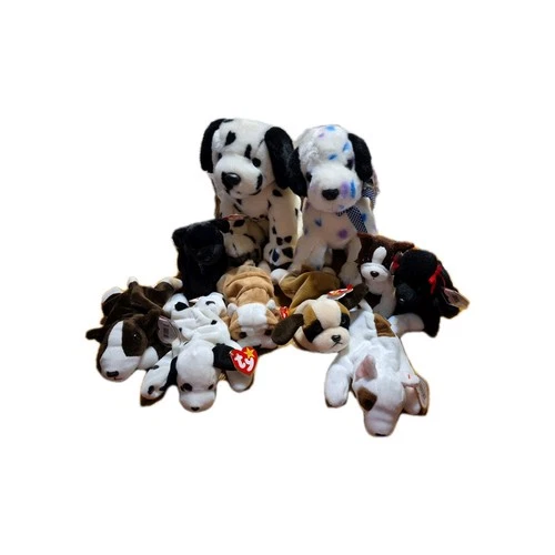 Ty Beanie Babies Dogs Lot of 10 Vintage  with Tags, Some Rare Retired