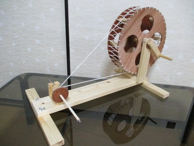 Tabletop Spinning Machine Wooden Rotation Ratio 1:28 Handmade F/S Made in Japan - Image 2 of 4