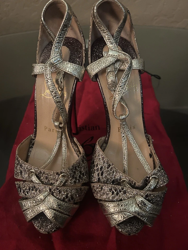 Christian Louboutin Python/Snakeskin Patterned Kitten Heels 1990's Sz 36 6 - Image 3 of 4