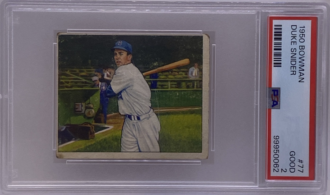 1950 Bowman #77 Duke Snider PSA 2 GOOD Brooklyn Dodgers HOF GRADED CARD