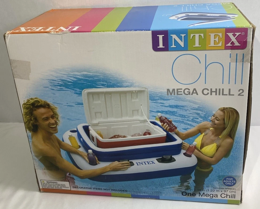 New Intex 58821EP Inflatable Mega Chill II 72 Can Beverage Cooler Float With Lid