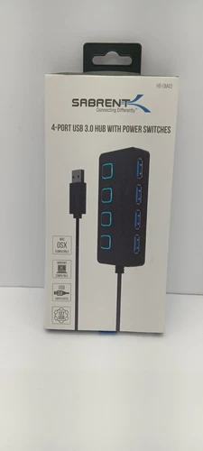 SABRENT 4 PORT USB 3.0 HUB W/ POWER SWITCHES MAC WINDOWS PC COMP NEW IN PACKAGE