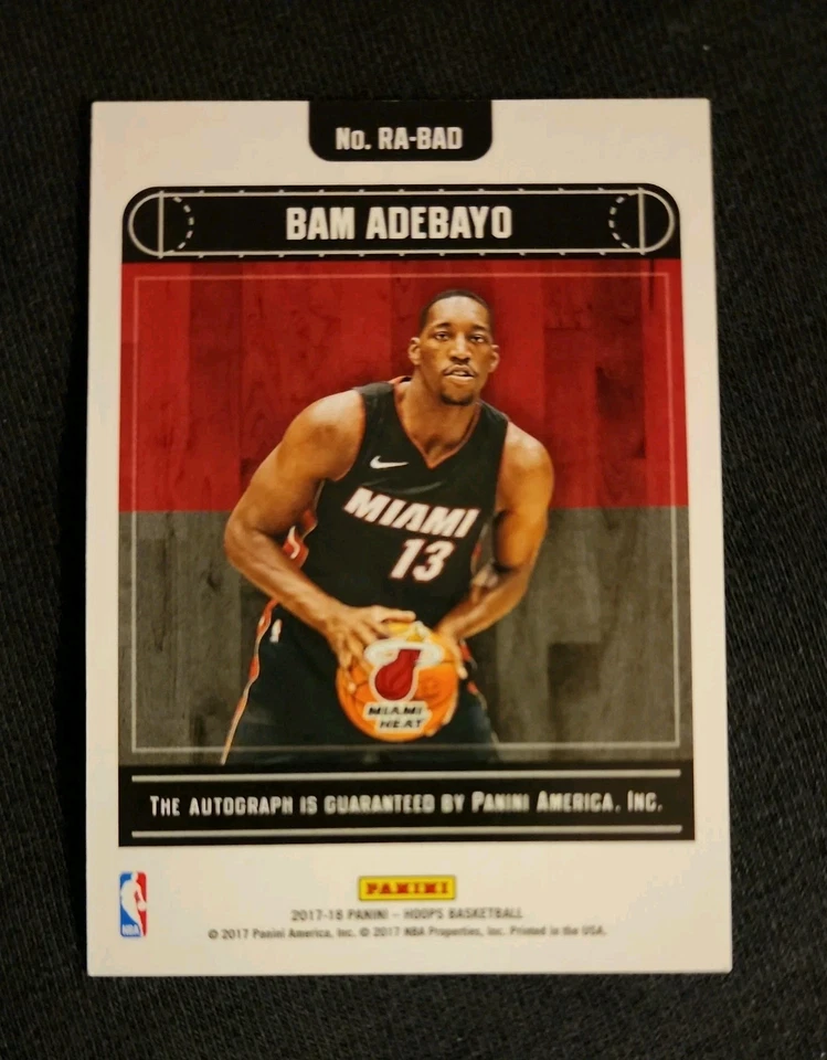 2017-18 Panini NBA Hoops RC BAM ADEBAYO Rookie Auto MIAMI HEAT - Image 2 of 2