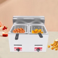 Countertop Gas Fryer w/ 2 Frying Baskets LPG Liquefied Gas Deep Fryer USA