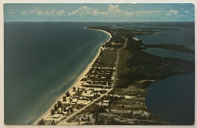 Vintage Longboat Key Florida Aerial View Postcard White Sand Beach