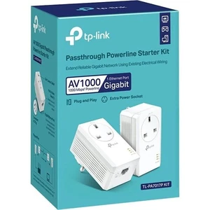 Sealed TP-Link TL-PA7017P KIT  AV1000 Gigabit Passthrough Powerline Starter Kit
